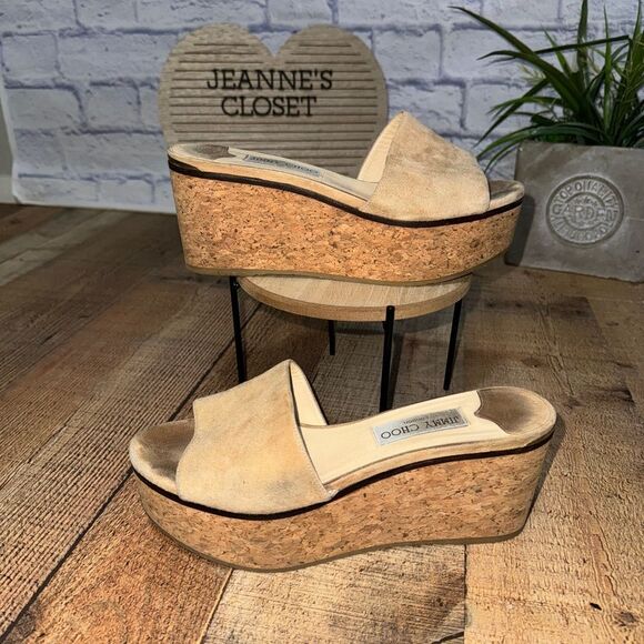Jimmy choo suede cork wedges 39.5 - Picture 2 of 15